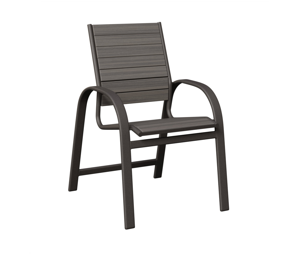 Berlin Gardens Murphy Poly Dining Chair in Granite Speckle, Coastal Gray slats