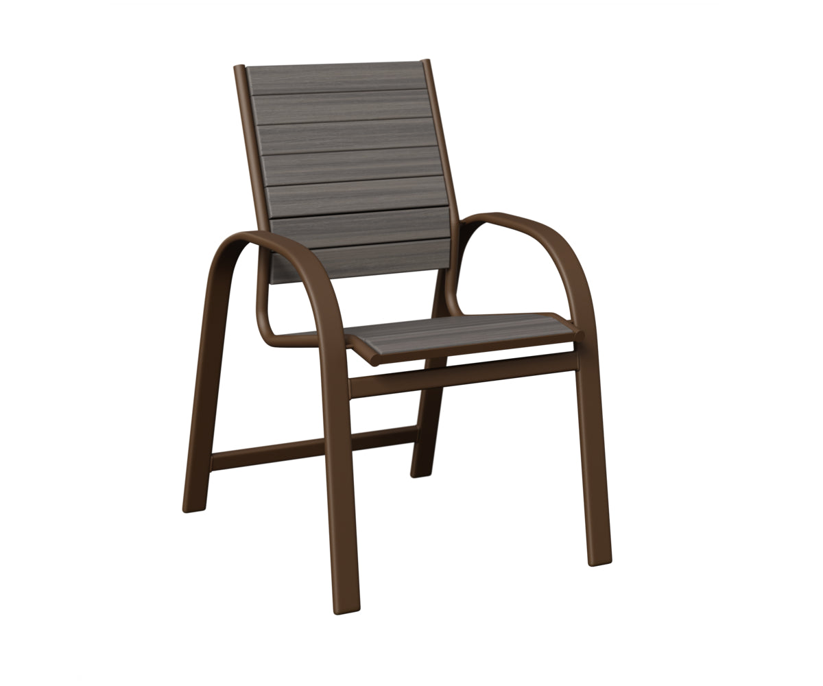 Berlin Gardens Murphy Poly Dining Chair in Mesquite Wood Vein, Coastal Gray slats