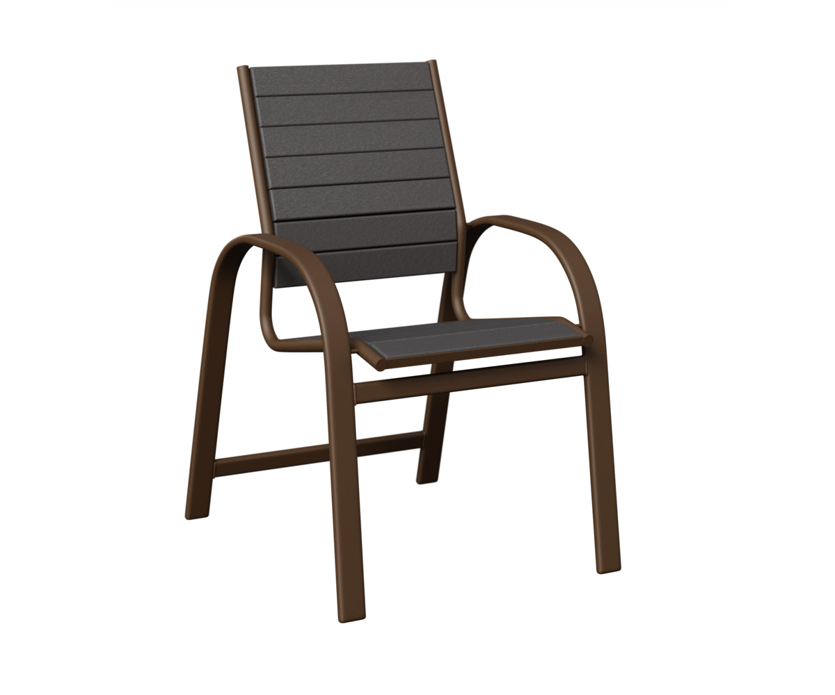 Berlin Gardens Murphy Poly Dining Chair in Mesquite Wood Vein, Smoke Gray slats