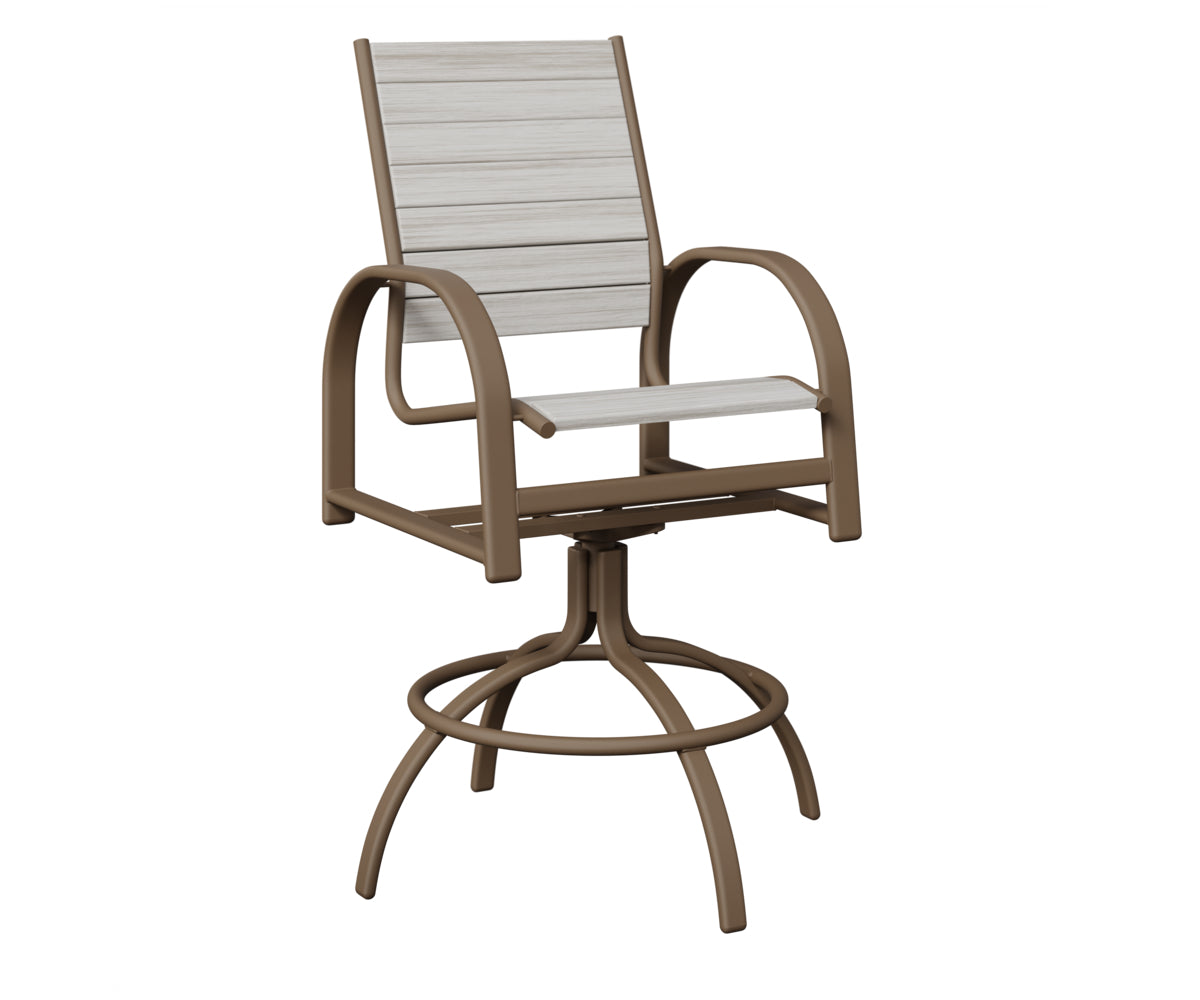 Berlin Gardens Murphy Poly Swivel Bar Chair in Clay, Seashell slats
