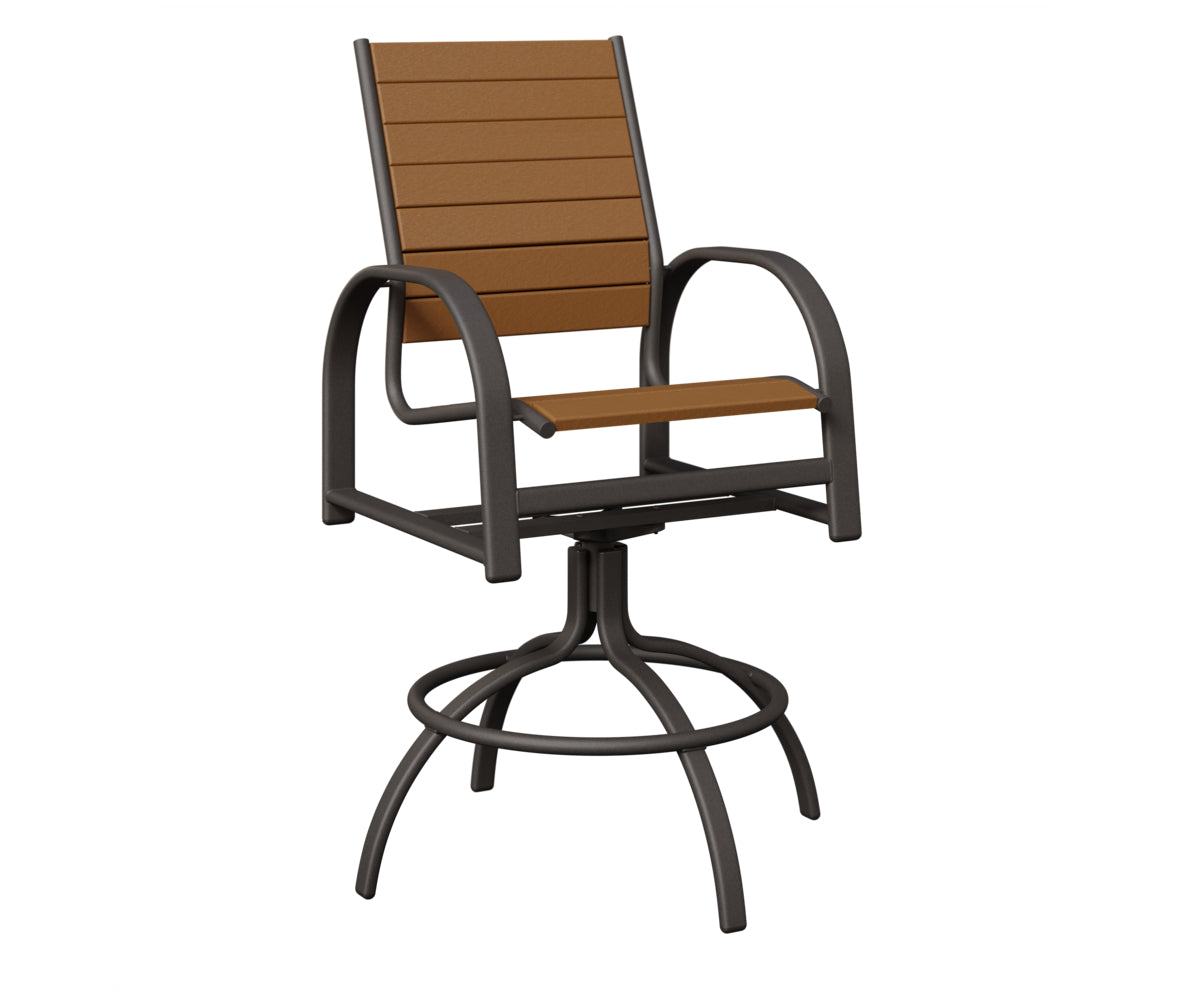 Berlin Gardens Murphy Poly Swivel Bar Chair in Granite Speckle, Cedar slats