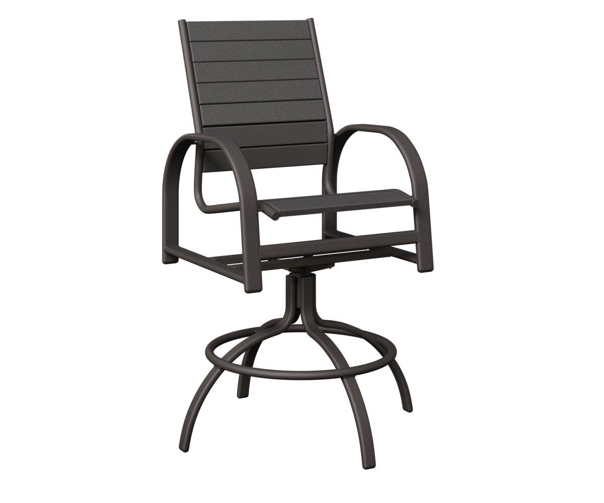 Berlin Gardens Murphy Poly Swivel Bar Chair in Granite Speckle, Smoke Gray slats