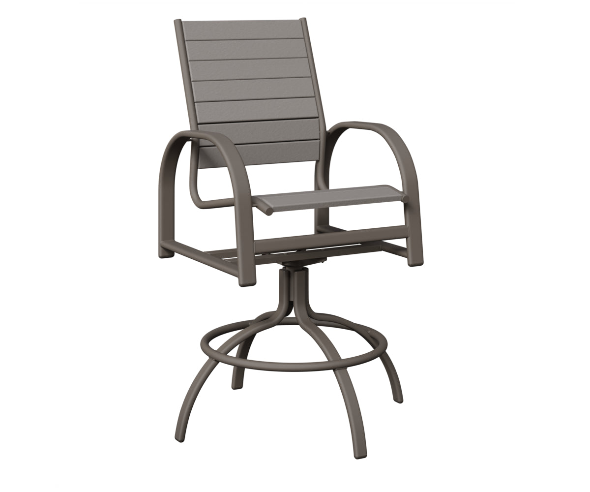 Berlin Gardens Murphy Poly Swivel Bar Chair in Graphite, Light Gray slats