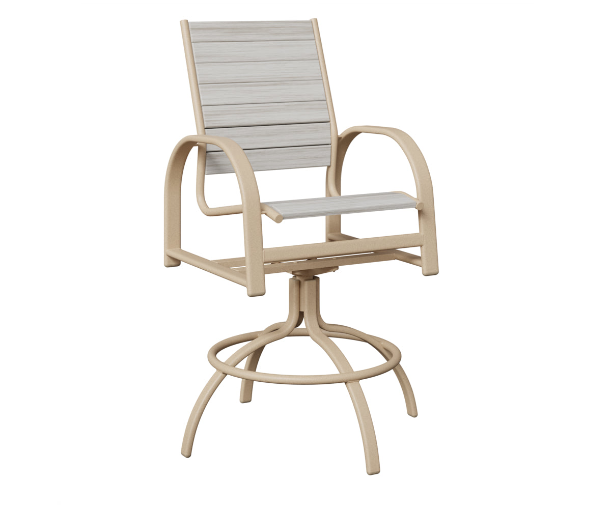 Berlin Gardens Murphy Poly Swivel Bar Chair in Luna Multi, Seashell slats