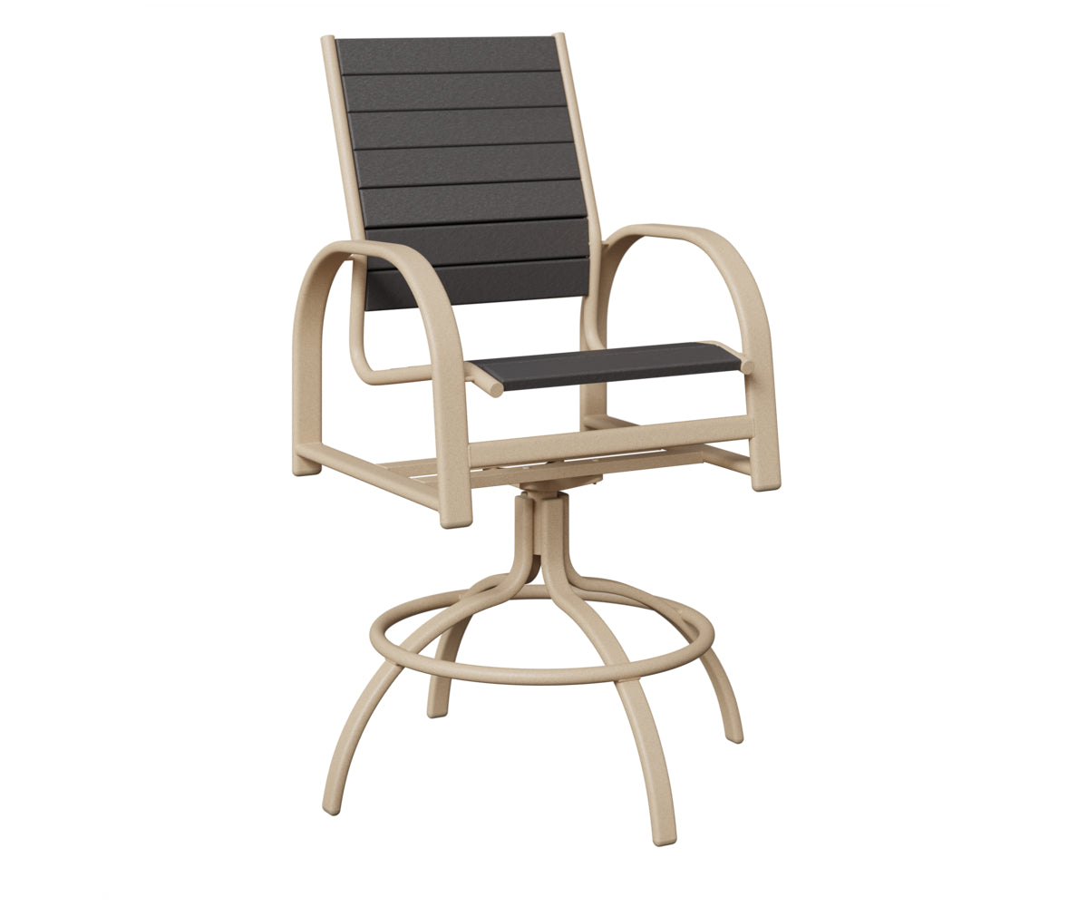 Berlin Gardens Murphy Poly Swivel Bar Chair in Luna Multi, Smoke Gray slats