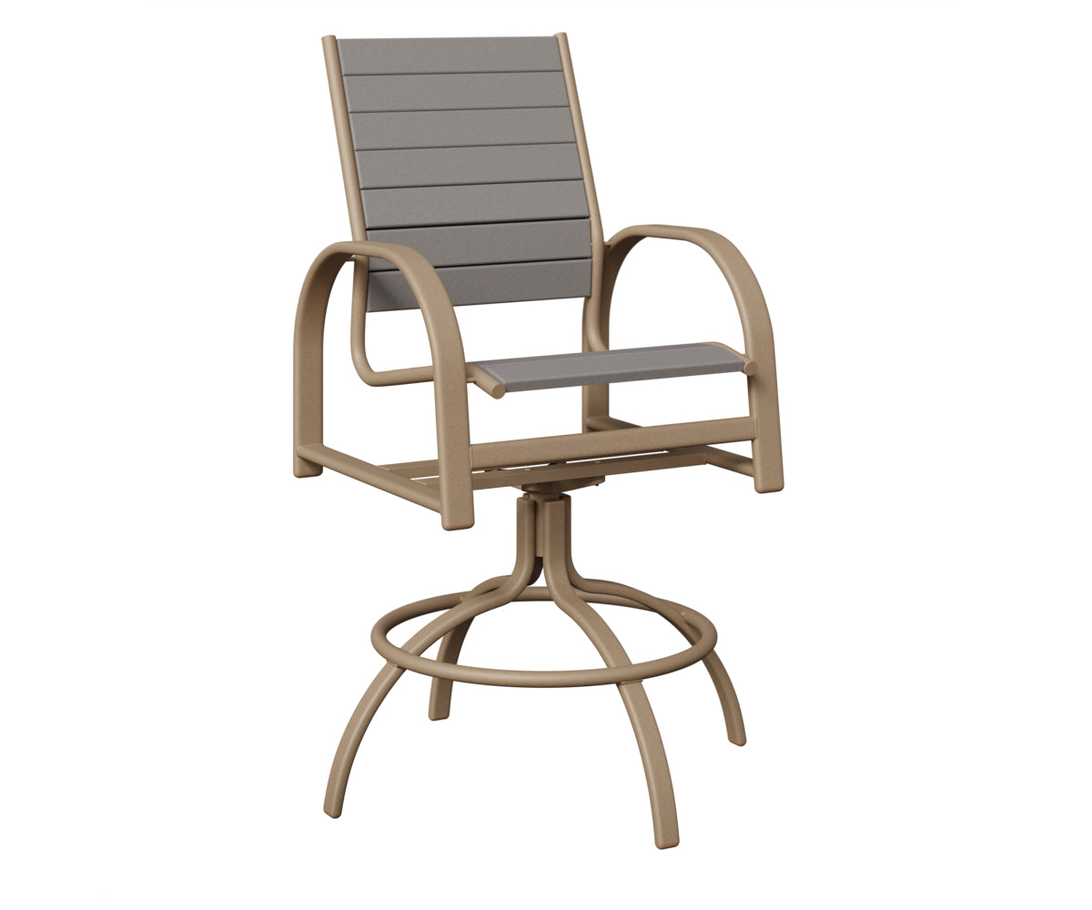Berlin Gardens Murphy Poly Swivel Bar Chair in Oak Wood Vein, Light Gray slats