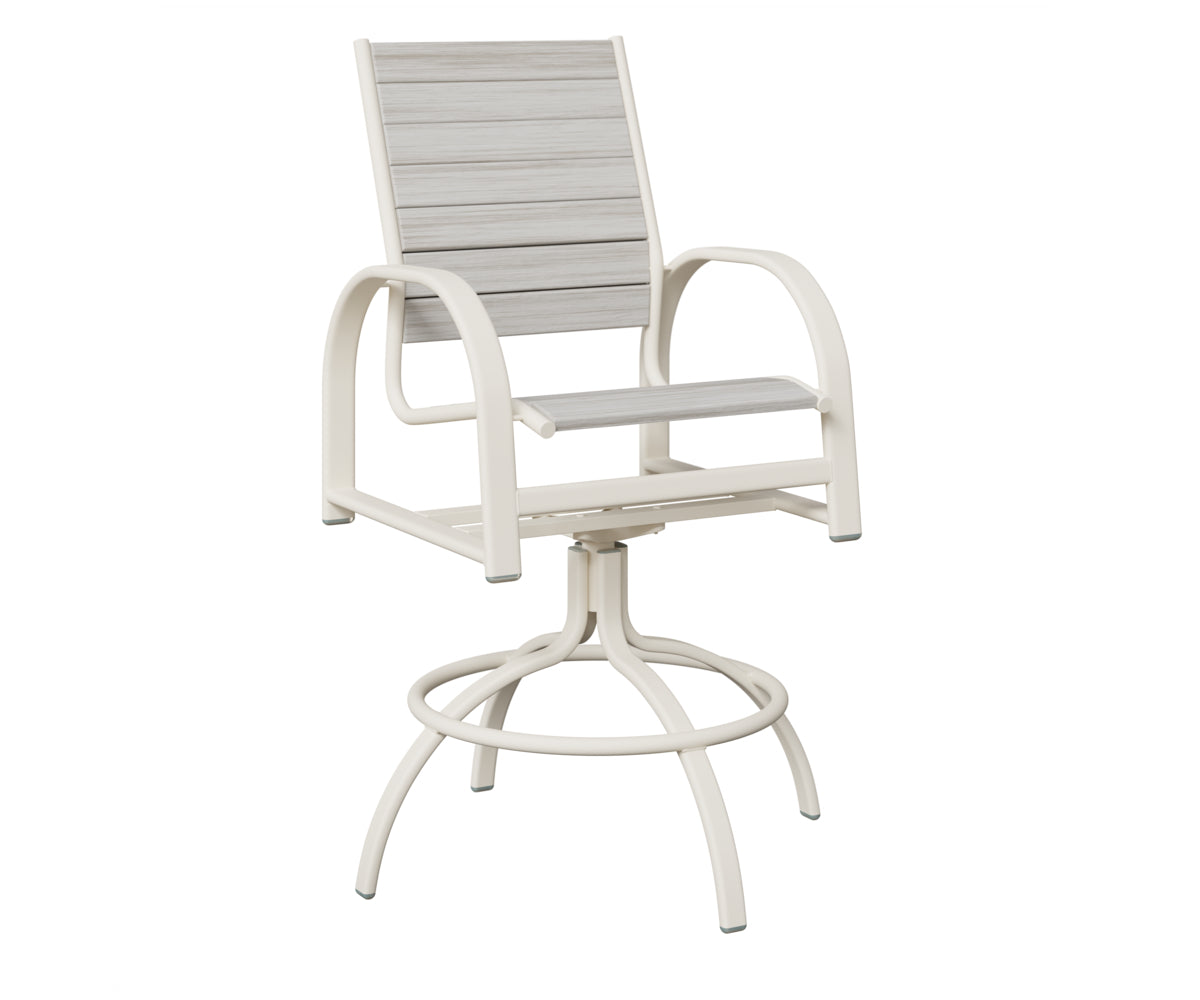 Berlin Gardens Murphy Poly Swivel Bar Chair in White, Seashell slats