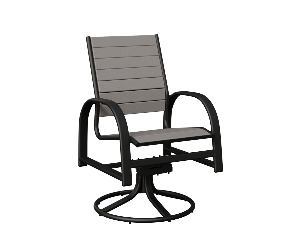 Berlin Gardens Murphy Poly Swivel Rocker Dining Chair in Black, Light Gray slats