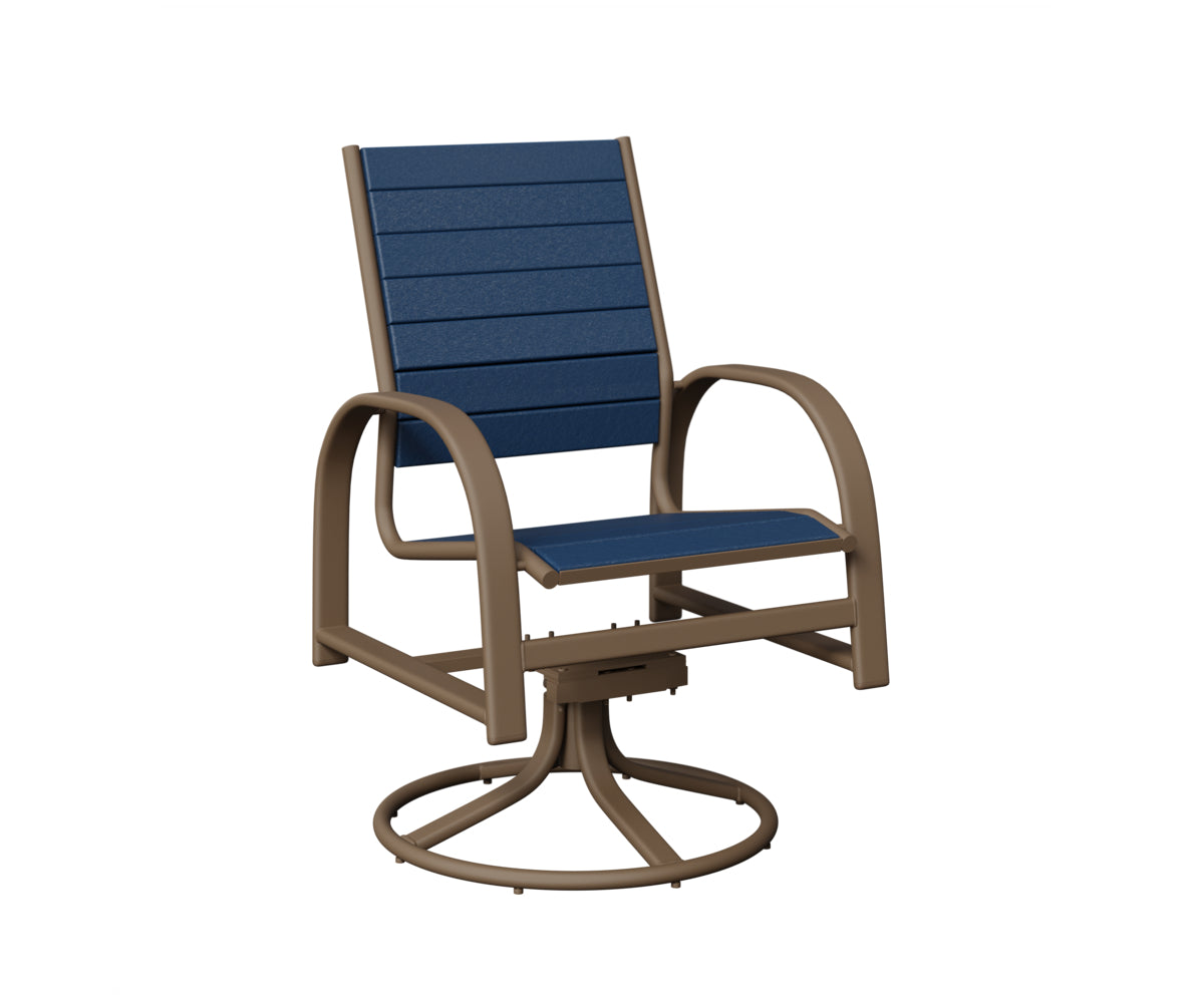 Berlin Gardens Murphy Poly Swivel Rocker Dining Chair in Clay, Navy Blue slats