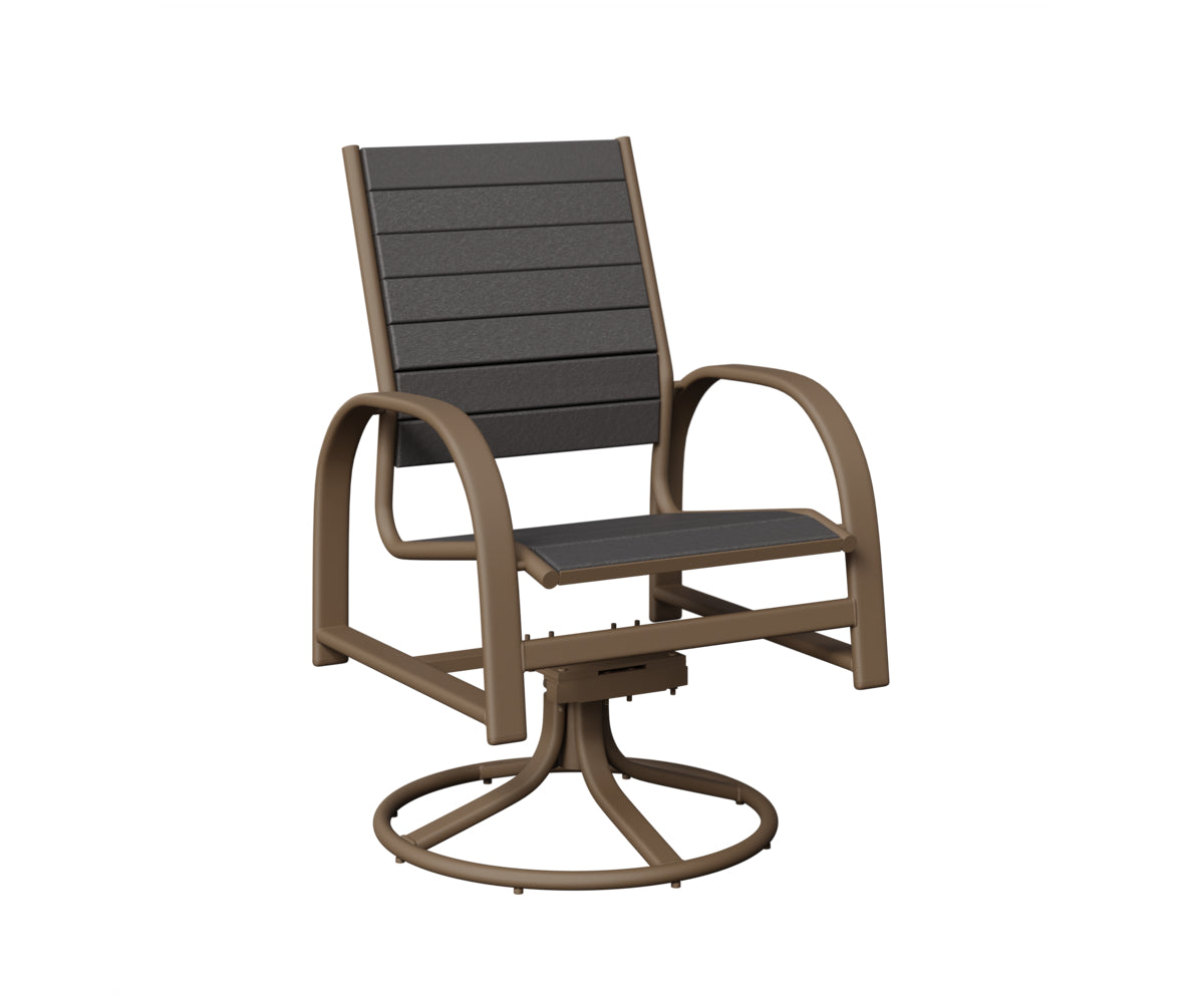 Berlin Gardens Murphy Poly Swivel Rocker Dining Chair in Clay, Smoke Gray slats