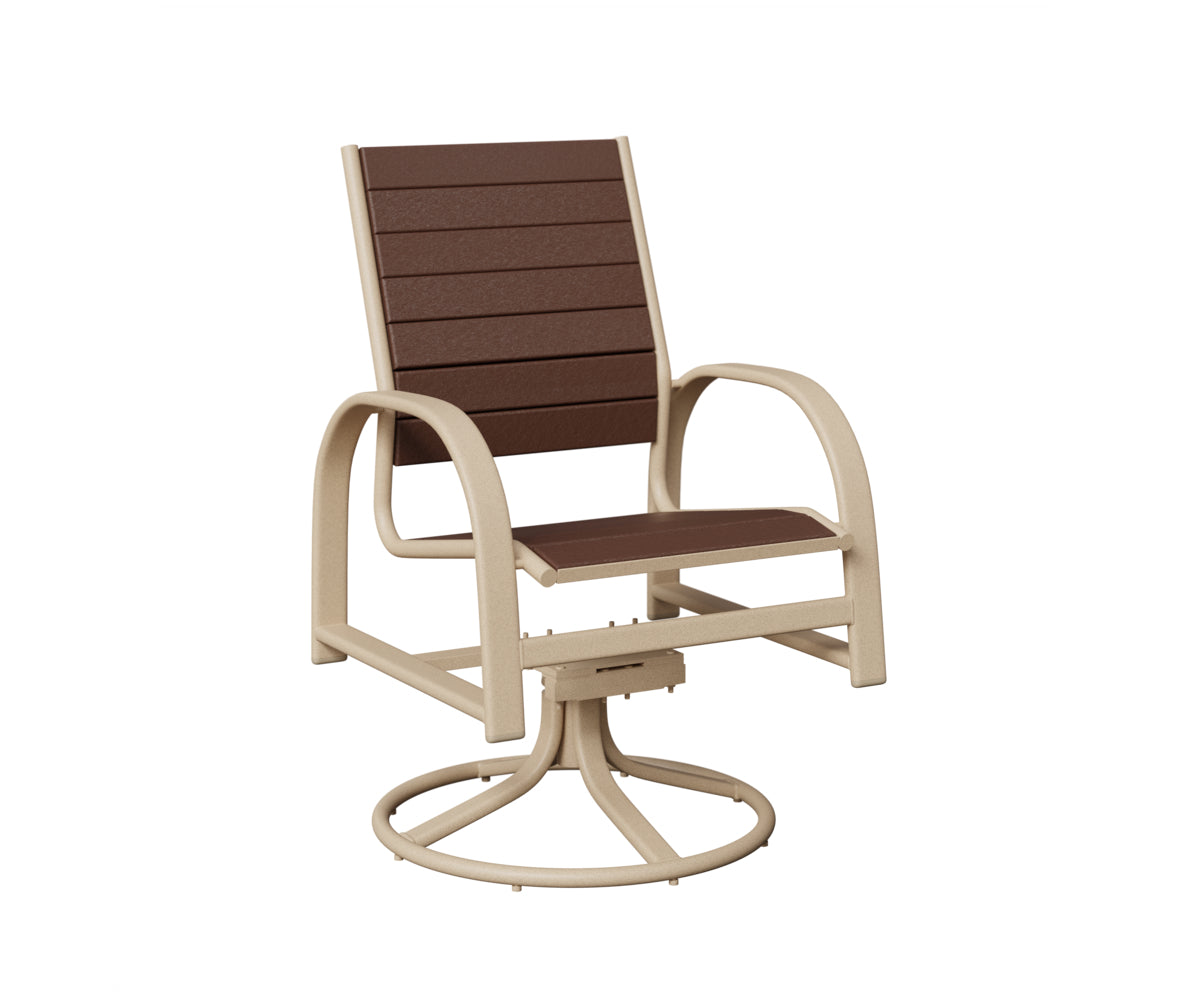Berlin Gardens Murphy Poly Swivel Rocker Dining Chair in Luna Multi, Chocolate Brown slats