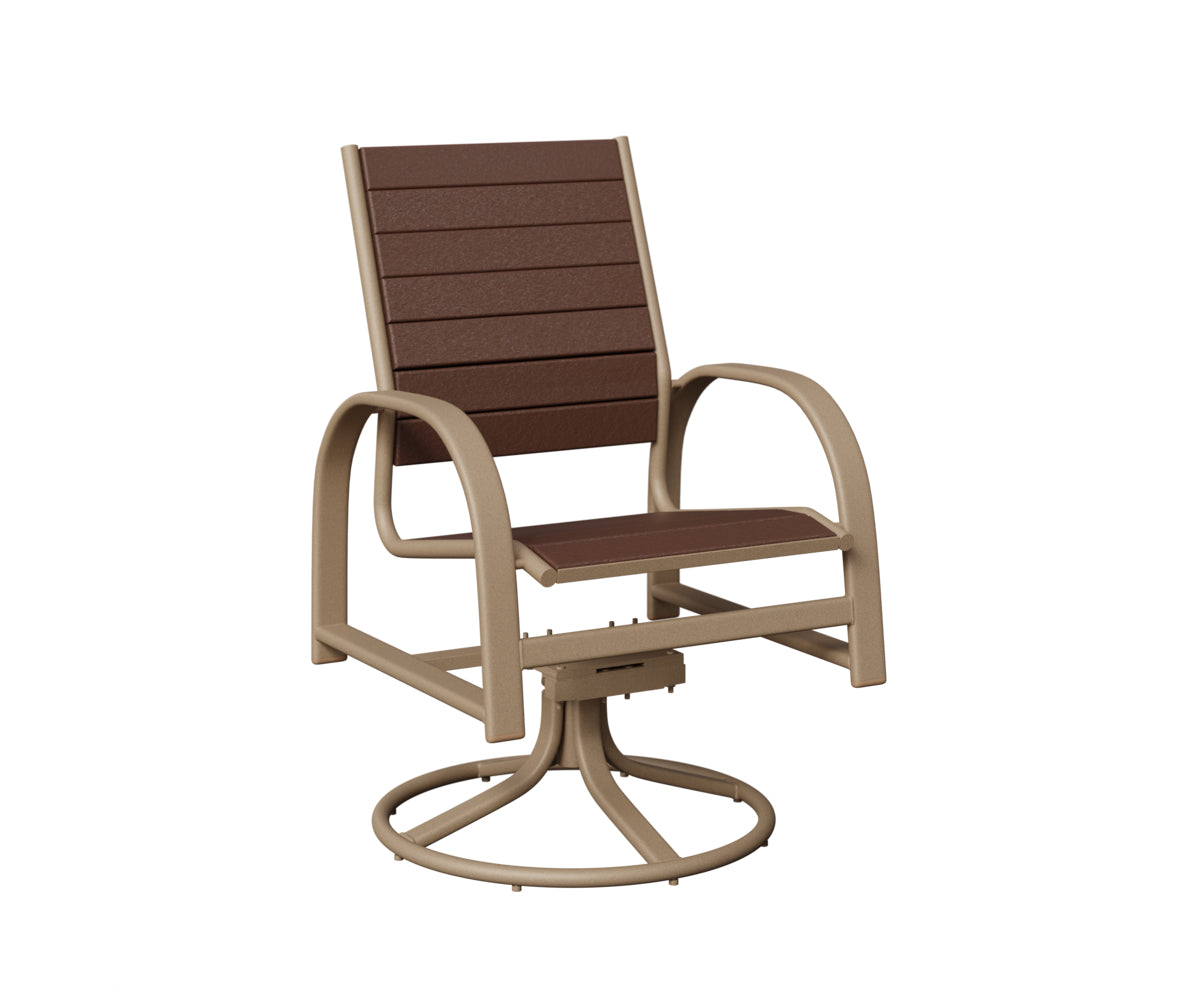 Berlin Gardens Murphy Poly Swivel Rocker Dining Chair in Oak Wood Vein, Chocolate Brown slats