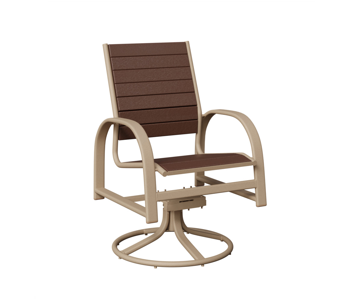 Berlin Gardens Murphy Poly Swivel Rocker Dining Chair in Sahara Speckle, Chocolate Brown slats