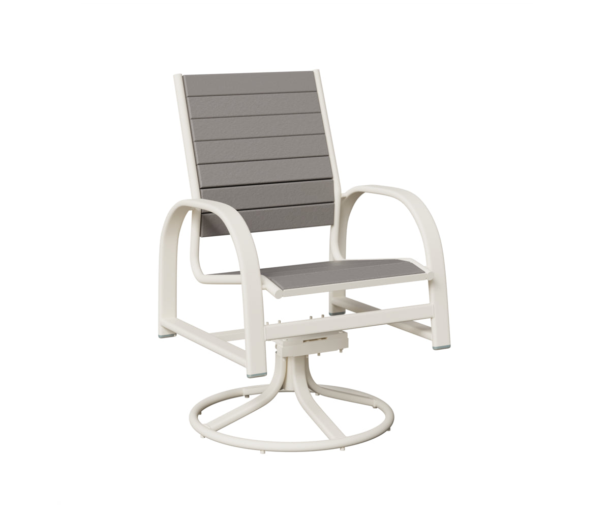 Berlin Gardens Murphy Poly Swivel Rocker Dining Chair in White, Light Gray slats