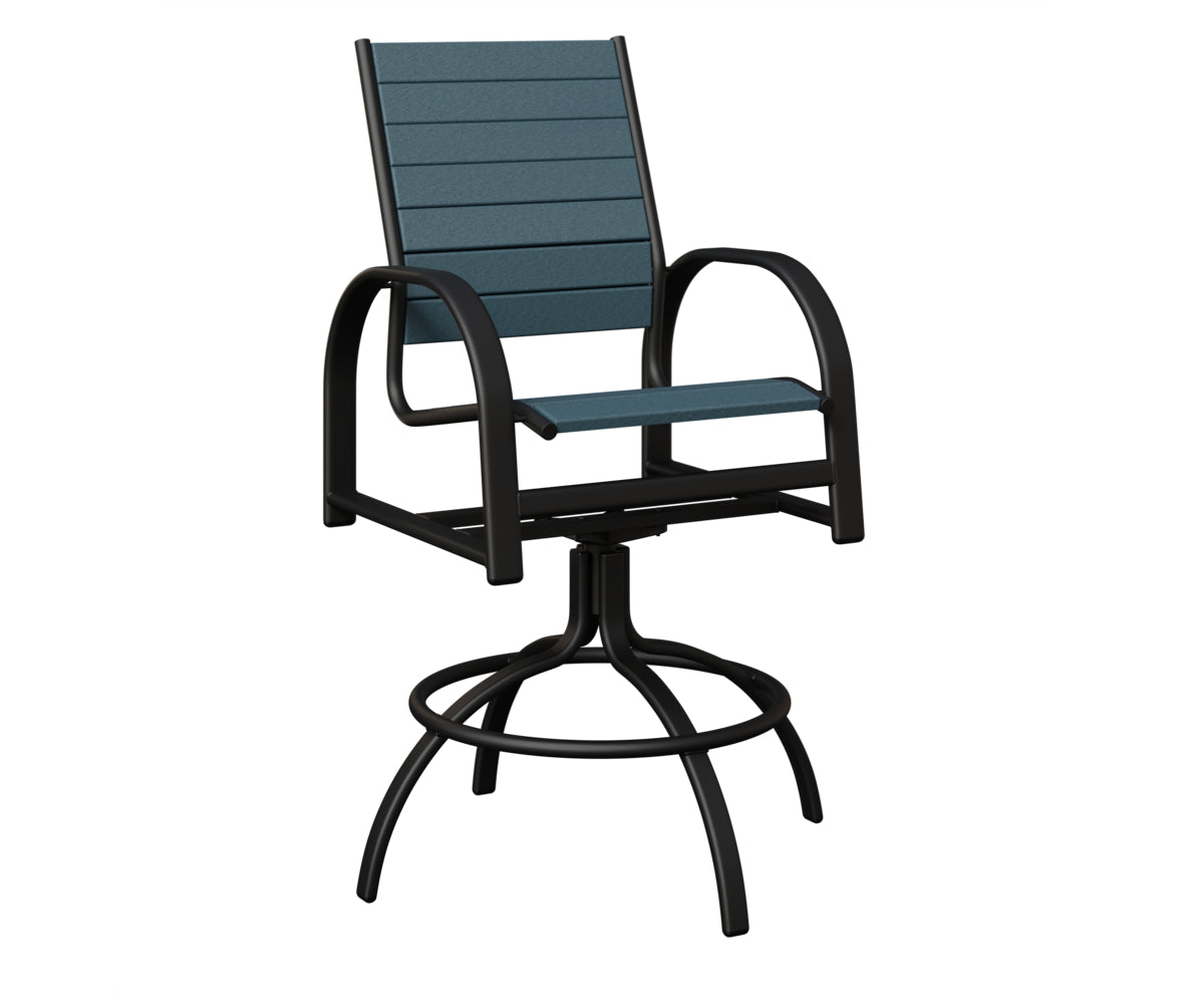 Berlin Gardens Murphy Poly Swivel Bar Chair in Black, Slate slats