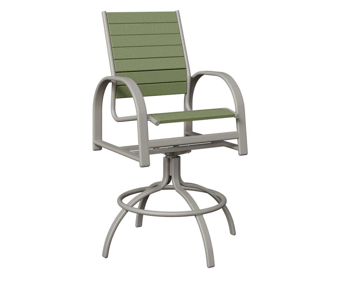 Berlin Gardens Murphy Poly Swivel Bar Chair in Platinum Silver, Sage slats