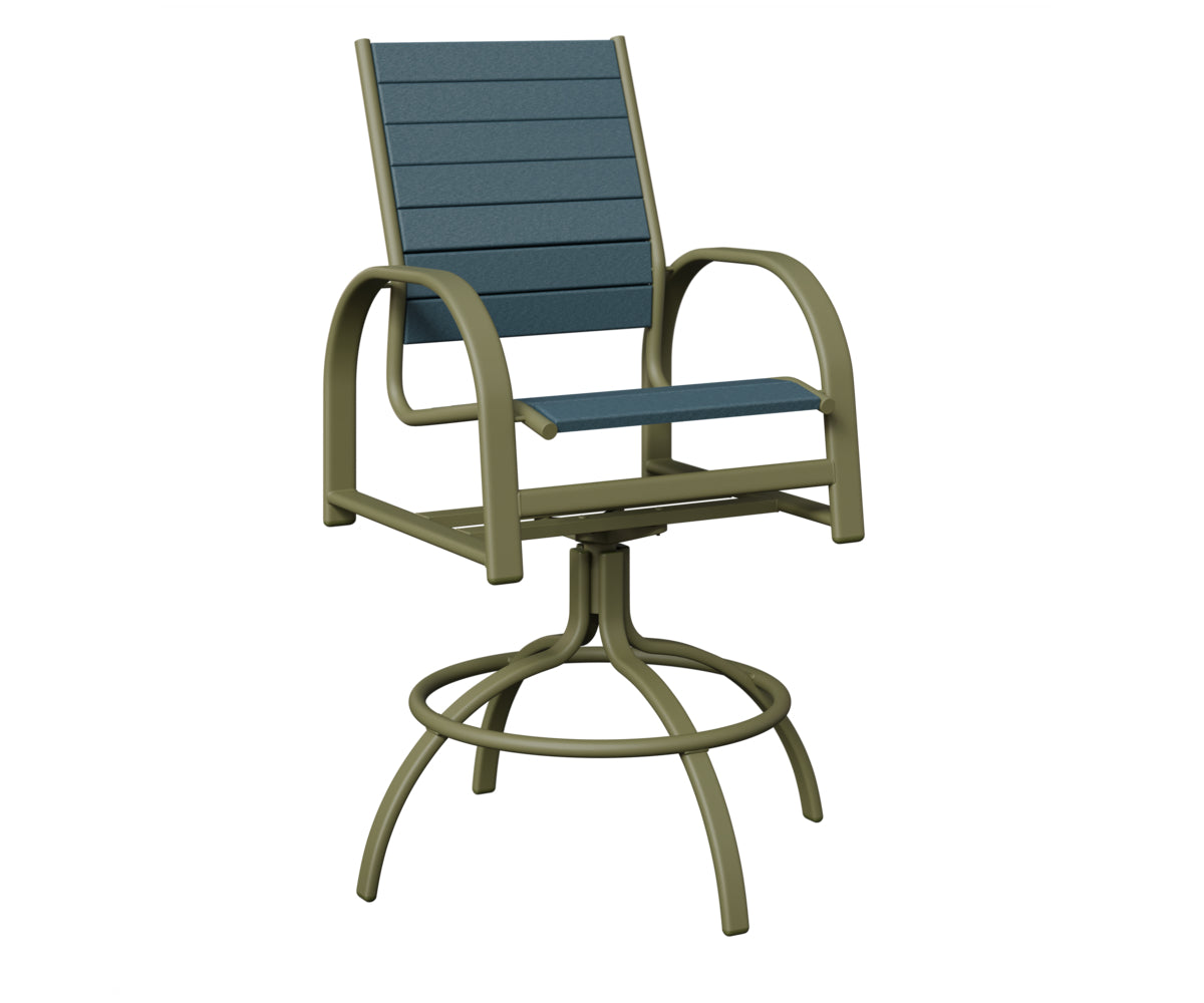 Berlin Gardens Murphy Poly Swivel Bar Chair in Green Sage, Slate slats
