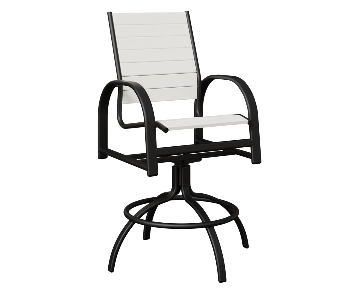 Berlin Gardens Murphy Poly Swivel Bar Chair in Black, White slats