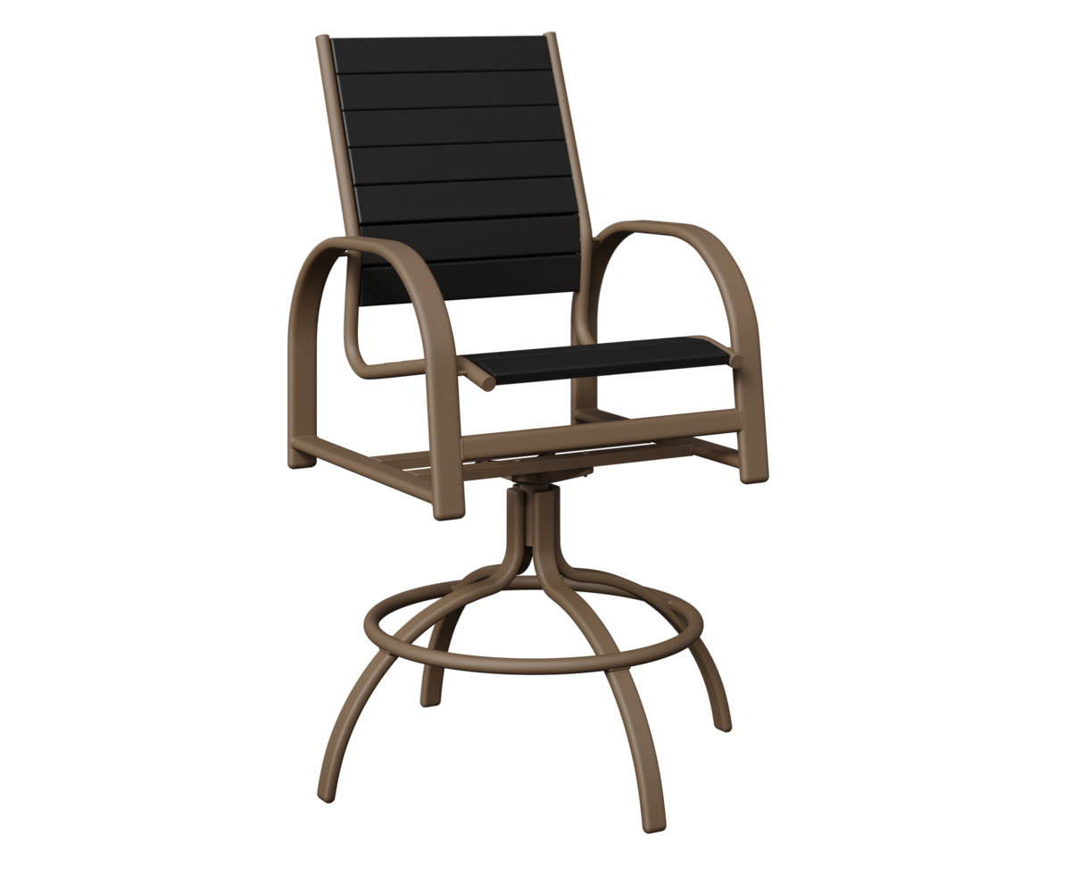 Berlin Gardens Murphy Poly Swivel Bar Chair in Clay, Black slats