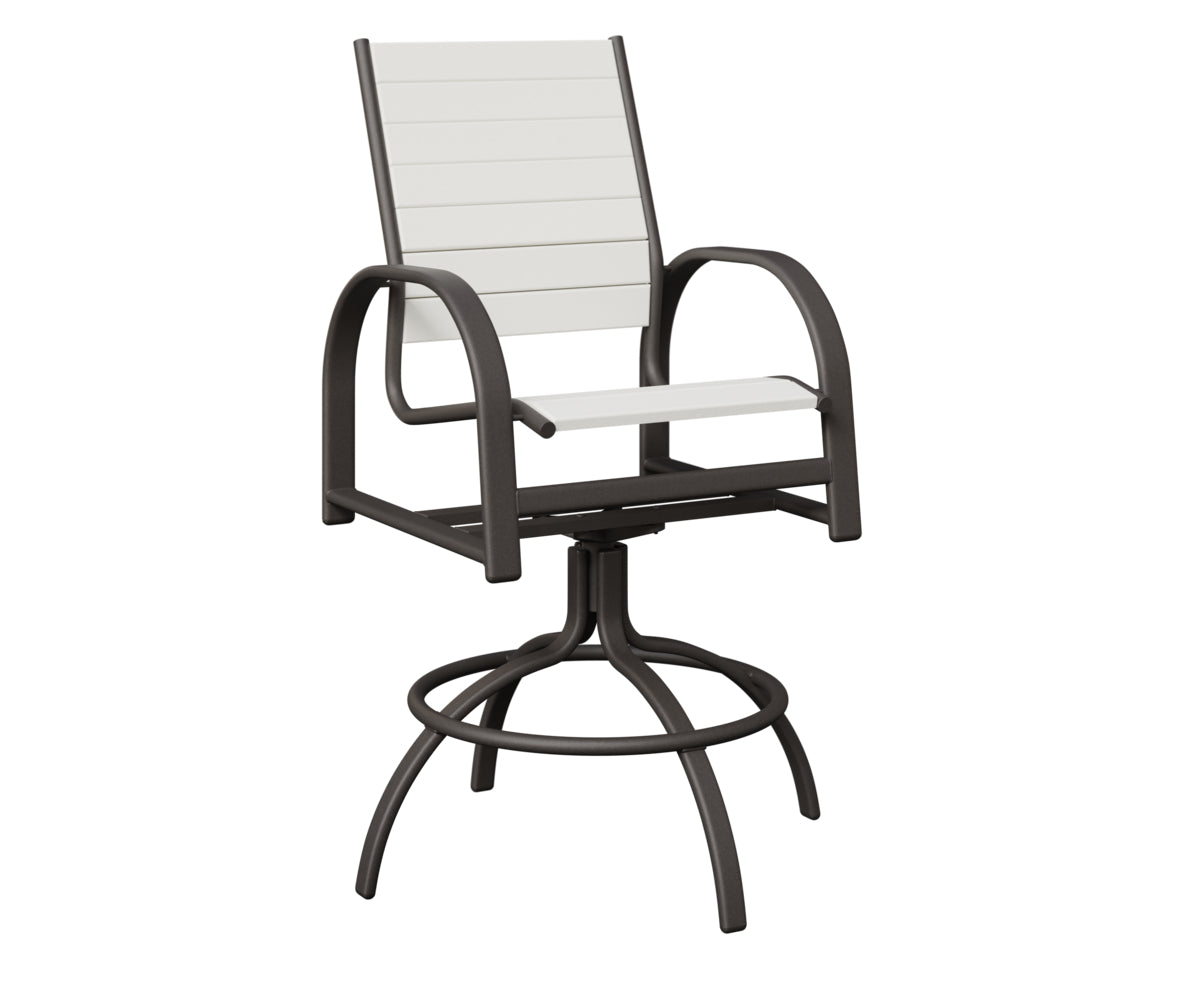 Berlin Gardens Murphy Poly Swivel Bar Chair in Granite Speckle, White slats