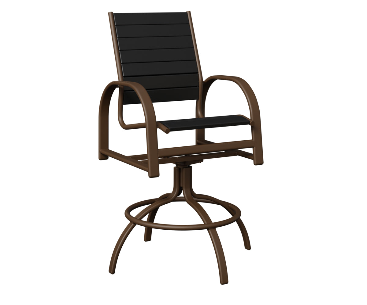 Berlin Gardens Murphy Poly Swivel Bar Chair in Mesquite Wood Vein, Black slats