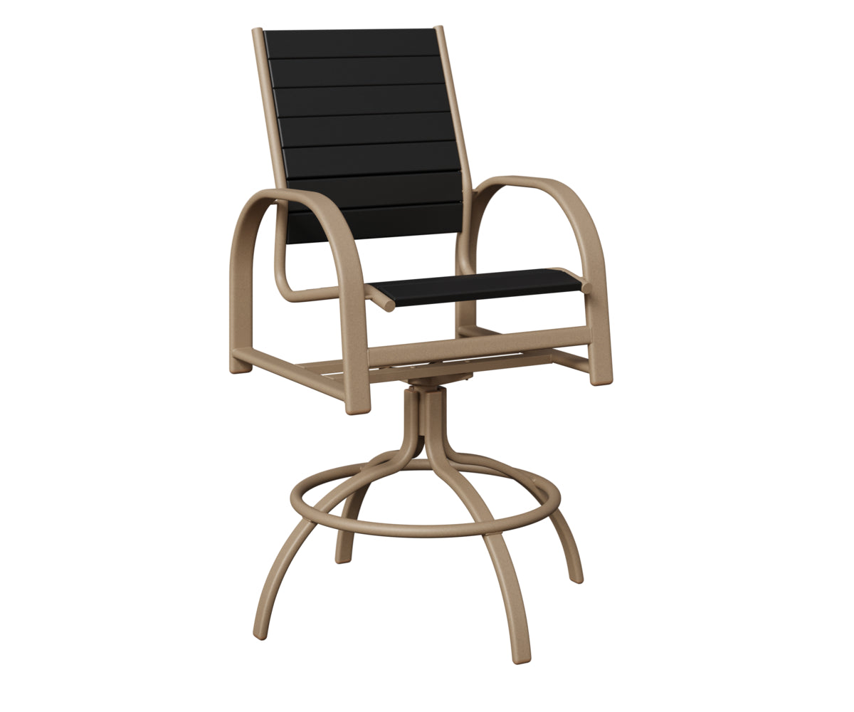 Berlin Gardens Murphy Poly Swivel Bar Chair in Oak Wood Vein, Black slats