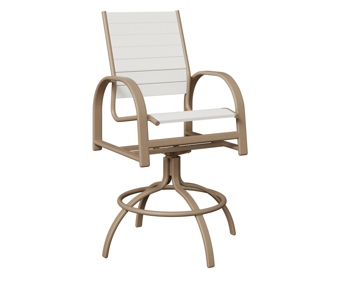 Berlin Gardens Murphy Poly Swivel Bar Chair in Oak Wood Vein, White slats