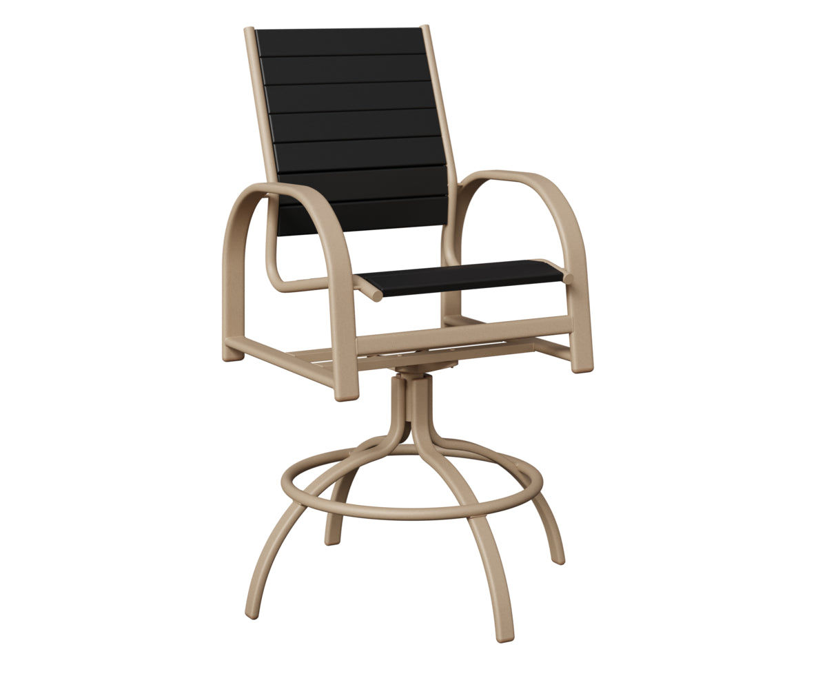 Berlin Gardens Murphy Poly Swivel Bar Chair in Sahara Speckle, Black slats
