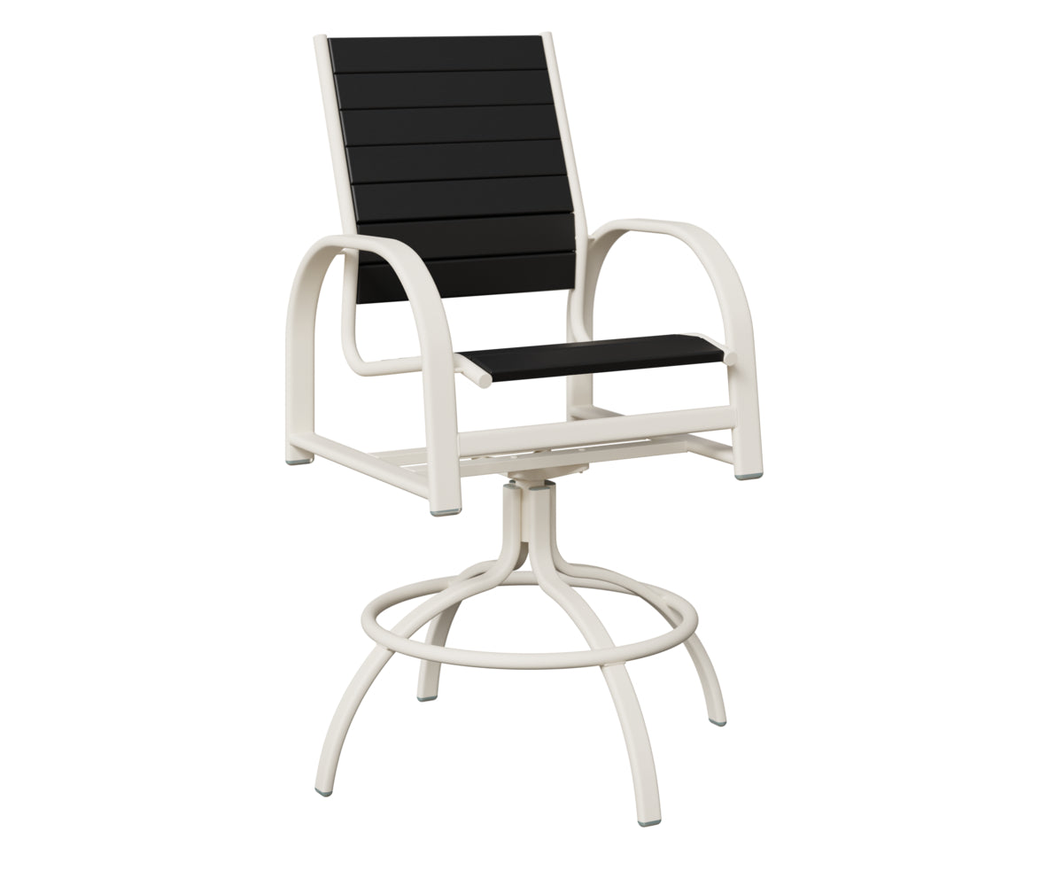 Berlin Gardens Murphy Poly Swivel Bar Chair in White, Black slats