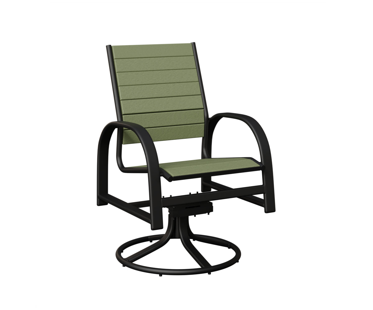 Berlin Gardens Murphy Poly Swivel Rocker Dining Chair in Black, Sage slats