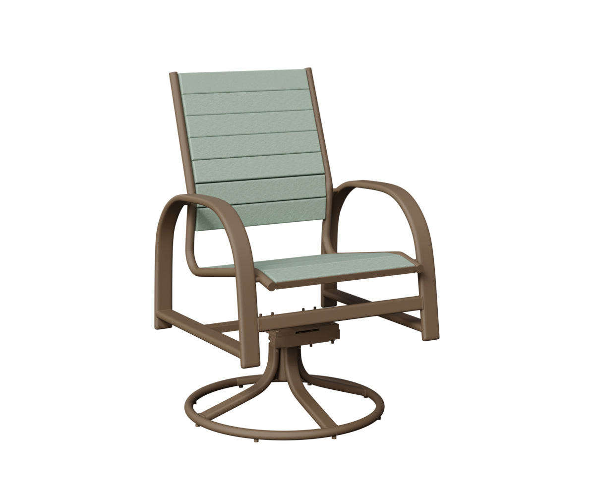 Berlin Gardens Murphy Poly Swivel Rocker Dining Chair in Clay, Sea Foam slats