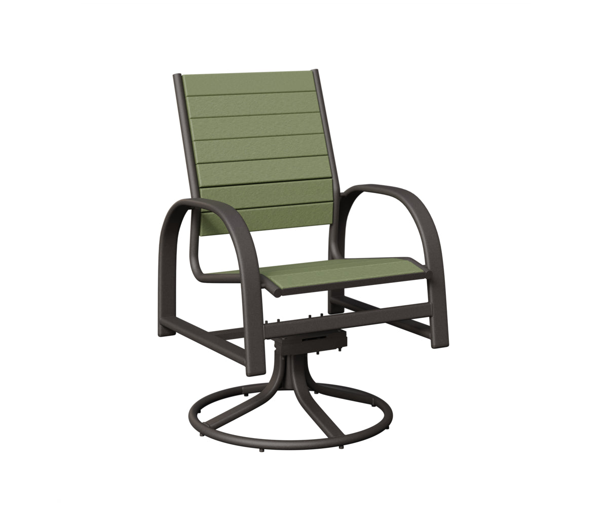 Berlin Gardens Murphy Poly Swivel Rocker Dining Chair in Granite Speckle, Sage slats