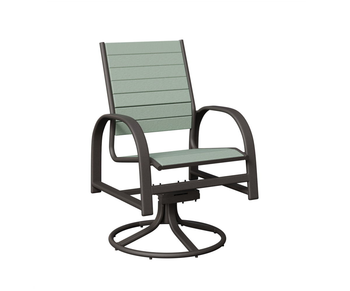 Berlin Gardens Murphy Poly Swivel Rocker Dining Chair in Granite Speckle, Sea Foam slats