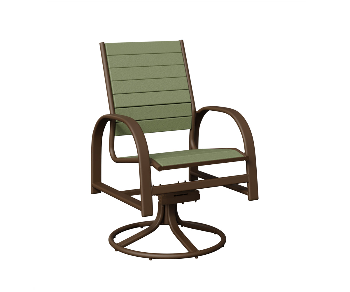 Berlin Gardens Murphy Poly Swivel Rocker Dining Chair in Mesquite Wood Vein, Sage slats