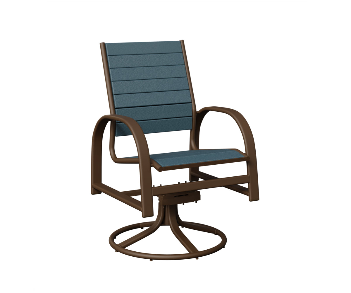 Berlin Gardens Murphy Poly Swivel Rocker Dining Chair in Mesquite Wood Vein, Slate slats
