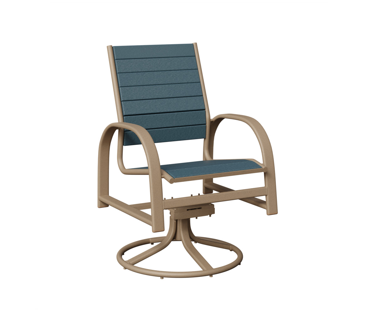 Berlin Gardens Murphy Poly Swivel Rocker Dining Chair in Oak Wood Vein, Slate slats