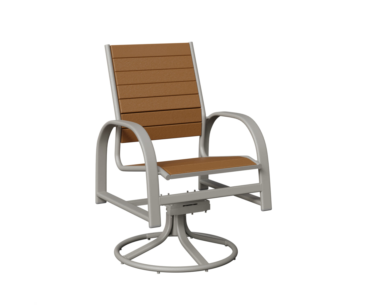 Berlin Gardens Murphy Poly Swivel Rocker Dining Chair in Platinum Silver, Cedar slats