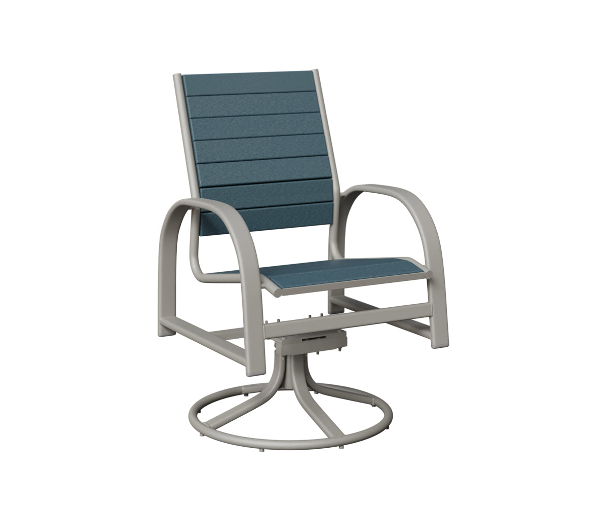 Berlin Gardens Murphy Poly Swivel Rocker Dining Chair in Platinum Silver, Slate slats