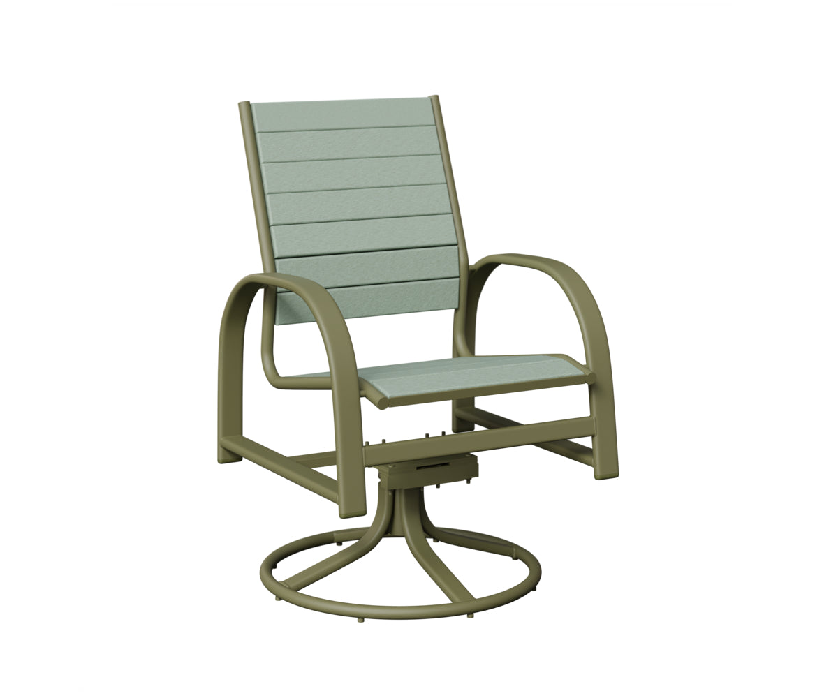 Berlin Gardens Murphy Poly Swivel Rocker Dining Chair in Green Sage, Sea Foam slats