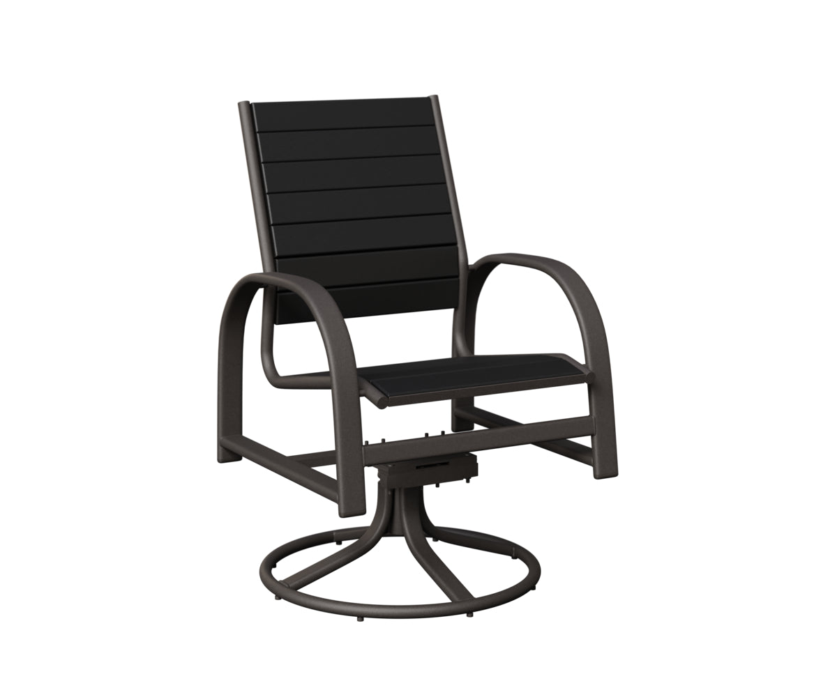 Berlin Gardens Murphy Poly Swivel Rocker Dining Chair in Granite Speckle, Black slats