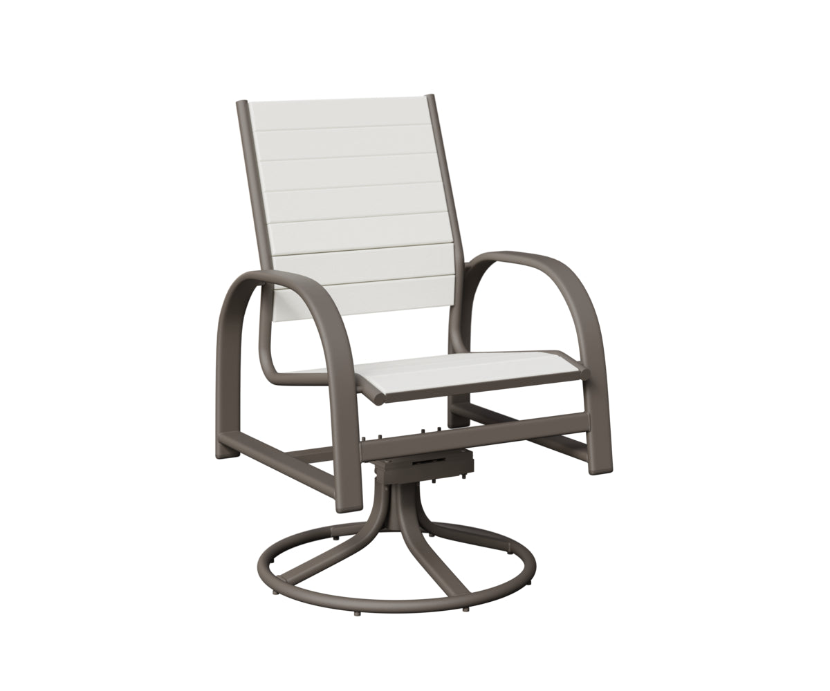 Berlin Gardens Murphy Poly Swivel Rocker Dining Chair in Graphite, White slats