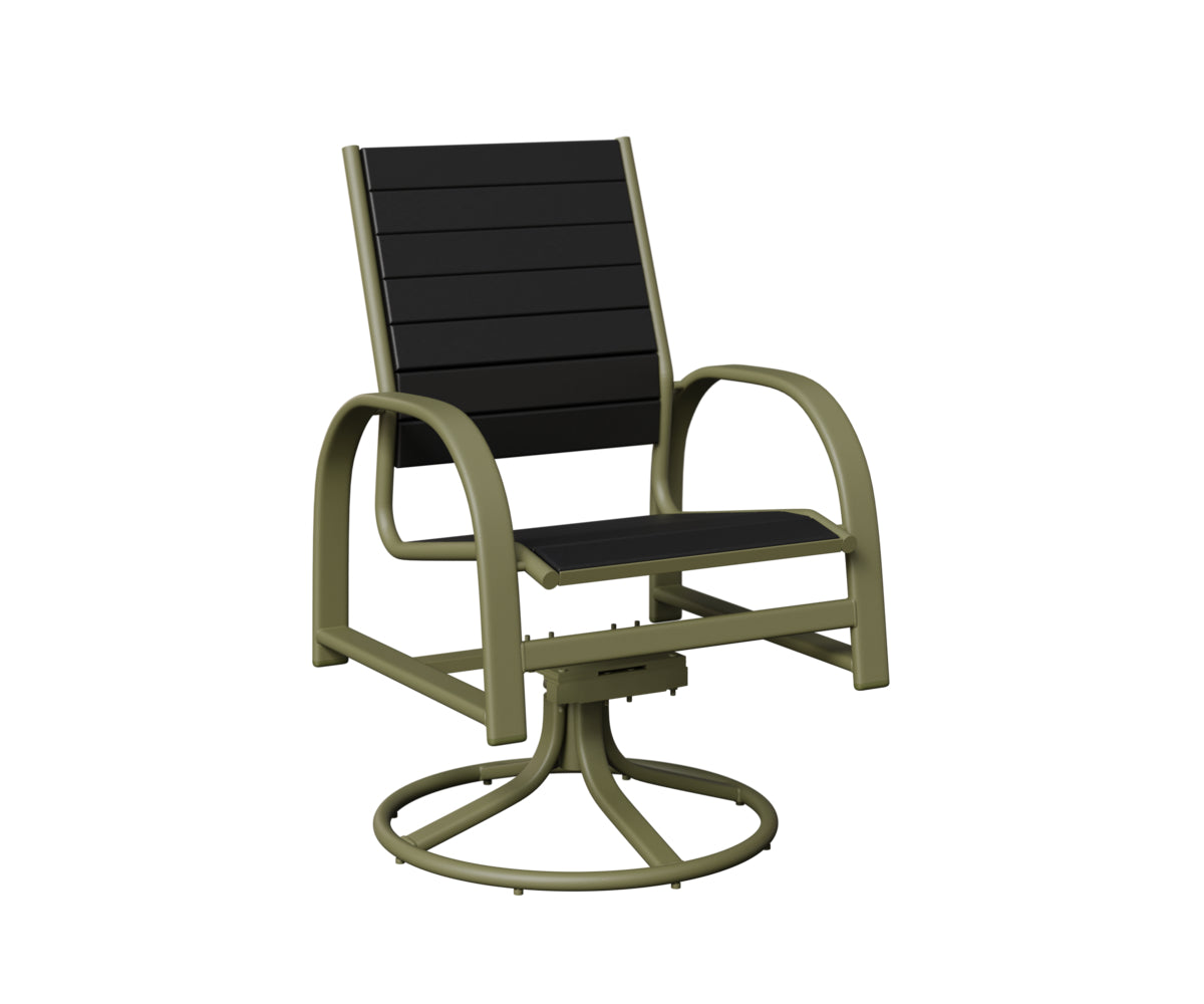 Berlin Gardens Murphy Poly Swivel Rocker Dining Chair in Green Sage, Black slats