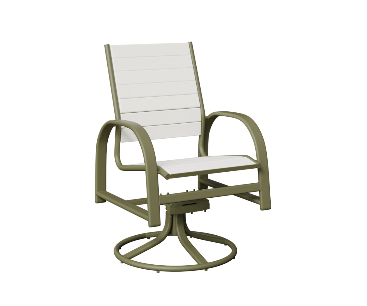 Berlin Gardens Murphy Poly Swivel Rocker Dining Chair in Green Sage, White slats