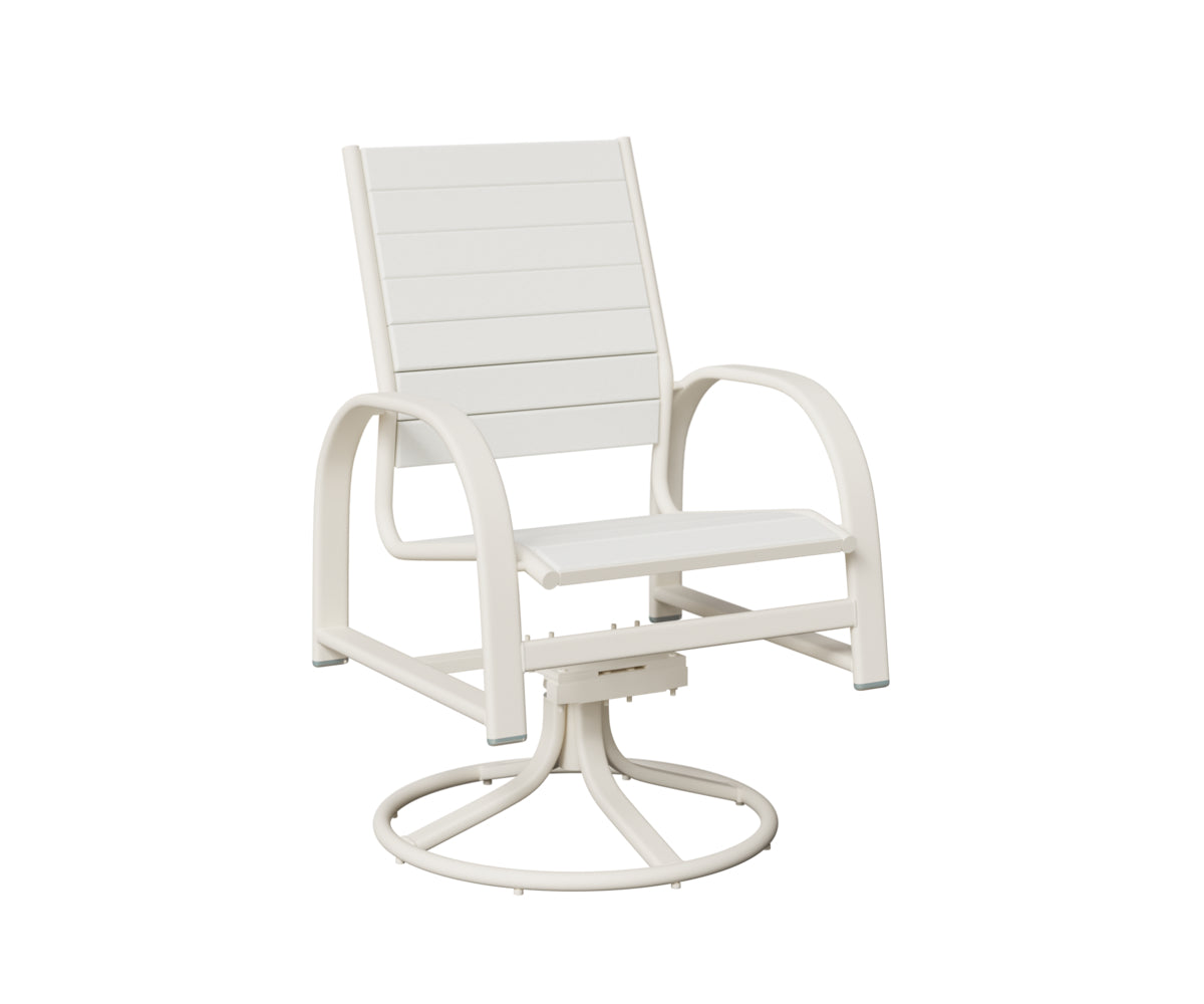 Berlin Gardens Murphy Poly Swivel Rocker Dining Chair in White, White slats