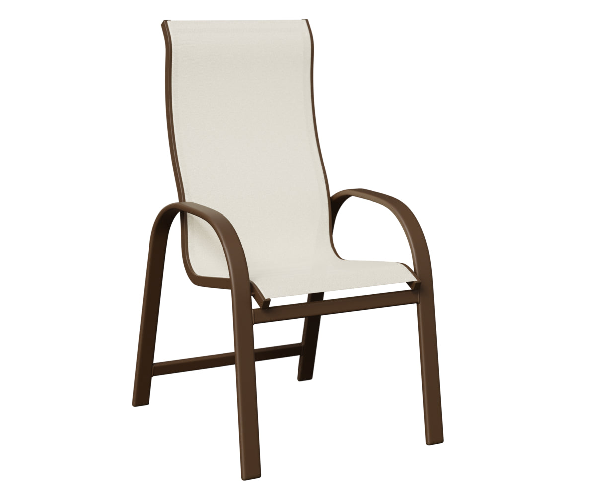 Berlin Gardens Murphy High-Back Sling Dining Chair in Mesquite Wood Vein