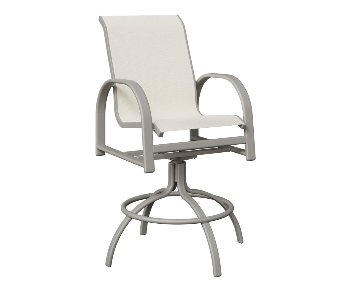 Berlin Gardens Murphy Sling Swivel Bar Chair in Platinum Silver