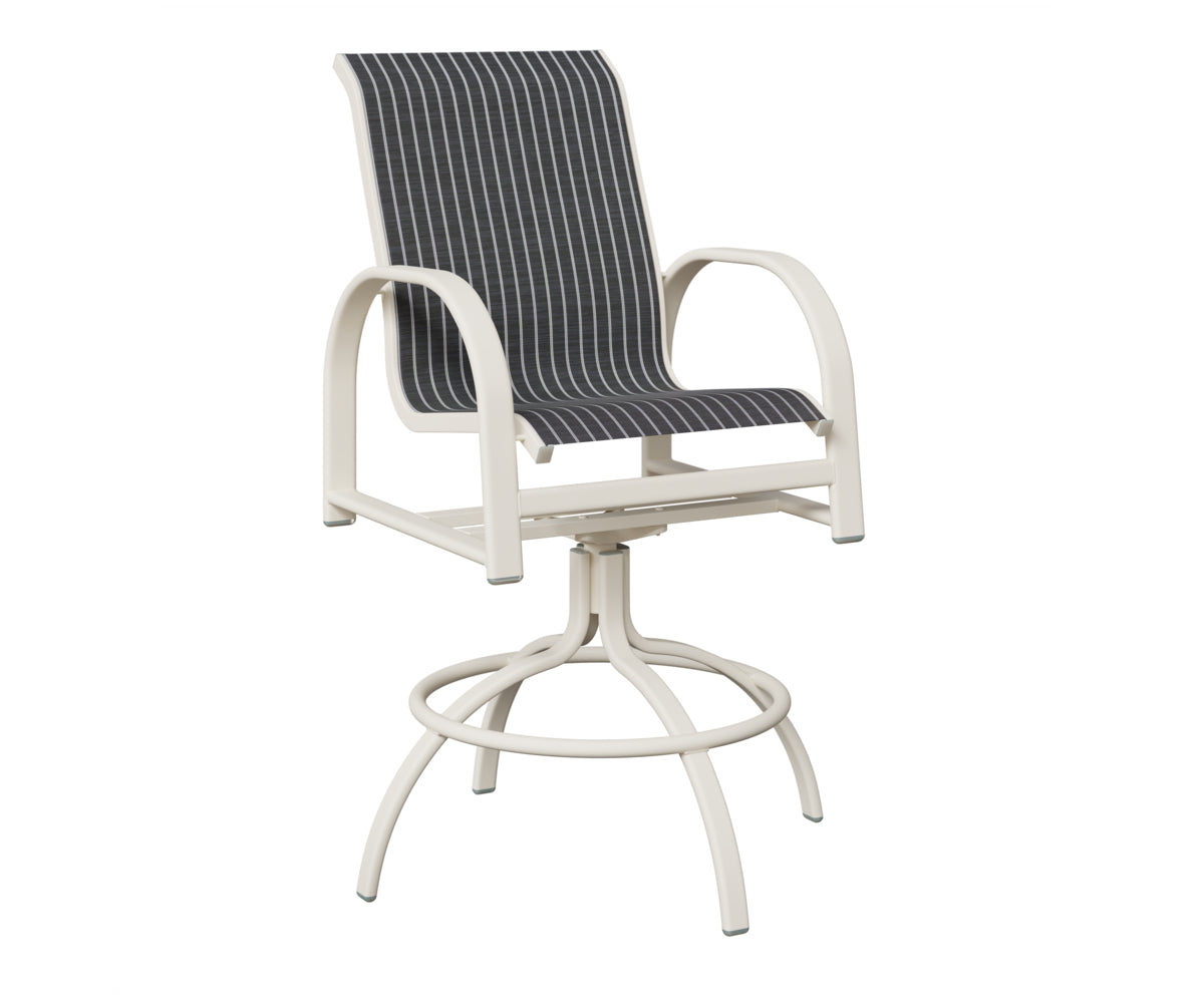 Berlin Gardens Murphy Sling Swivel Bar Chair in White