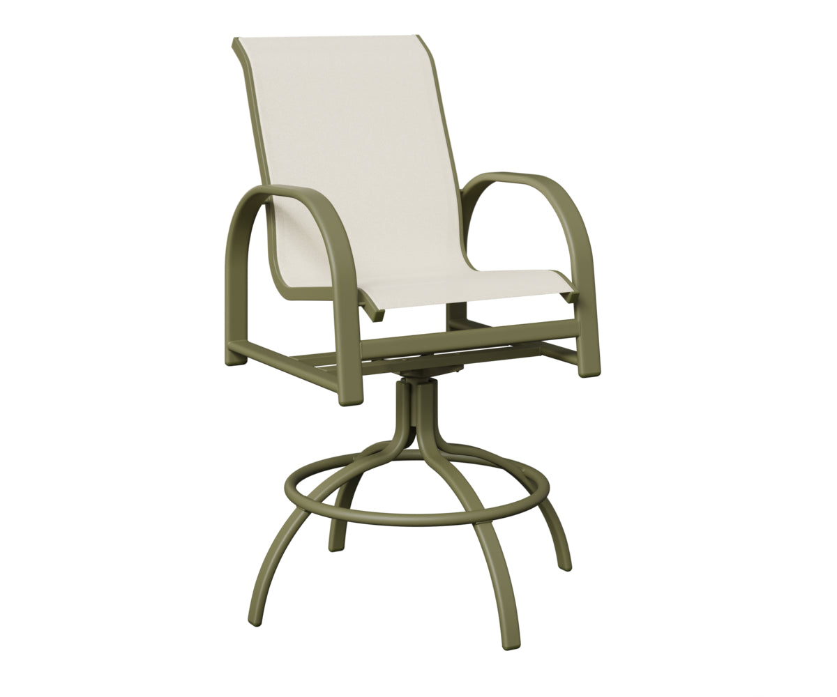 Berlin Gardens Murphy Sling Swivel Bar Chair in Green Sage