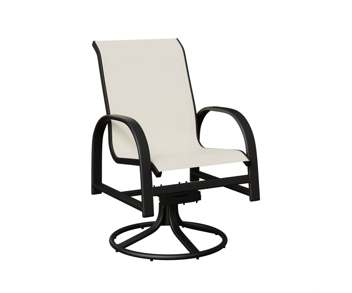 Berlin Gardens Murphy Sling Swivel Rocker Dining Chair in Black