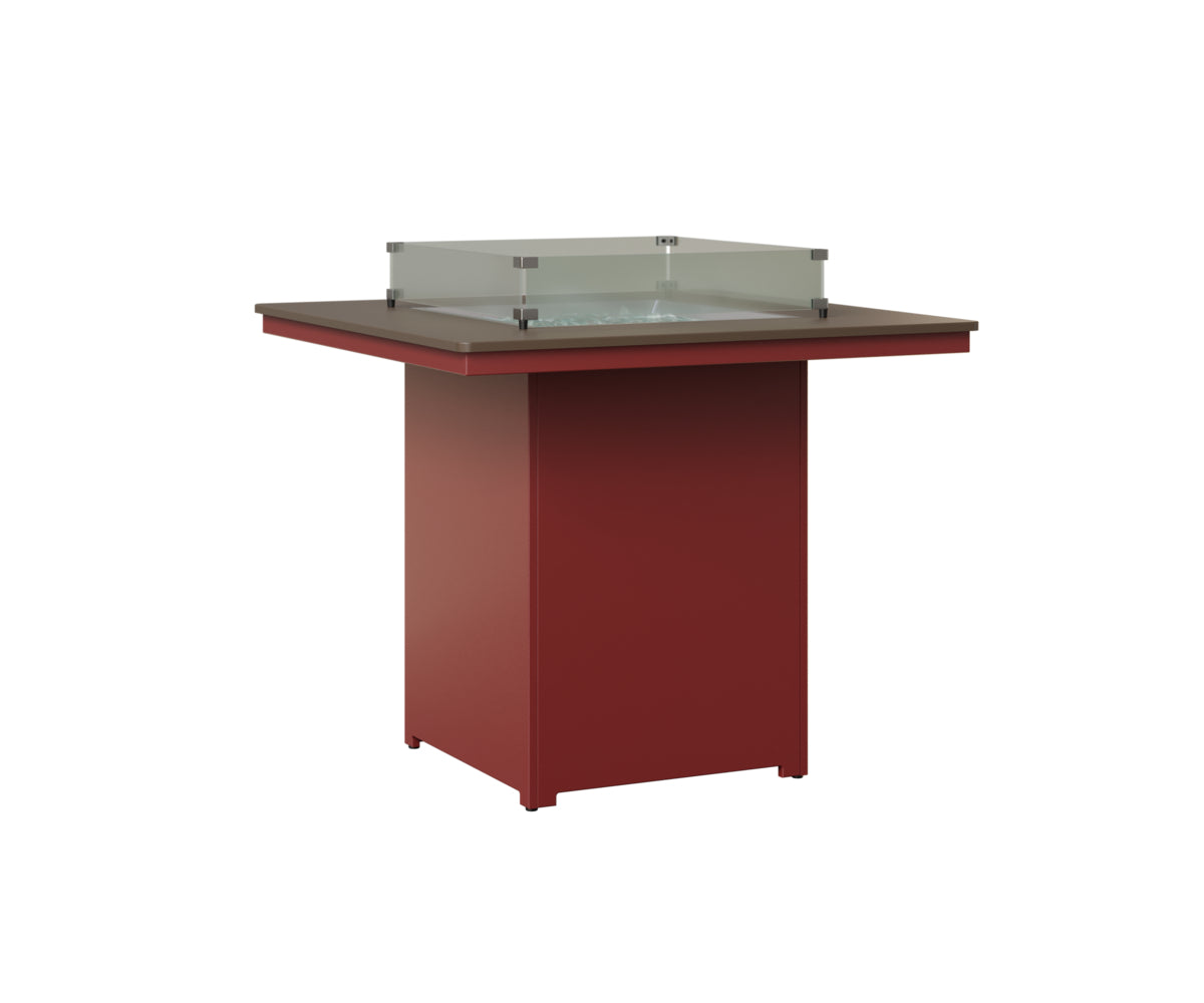 Berlin Gardens Numa 47" Sq Fire Table Bar in Red, Hammered Bronze top